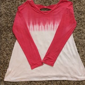 NWT Youth Girls Sz 8 Red & White Long Sleeve Shirt